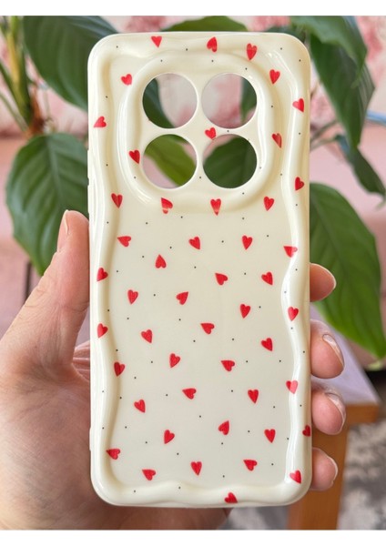 Xiaomi Redmi Note 14 Pro Kılıf Kamera Korumalı Dalga Kenarlı Kırmızı Kalp Desenli Silikon Kapak fiyatları