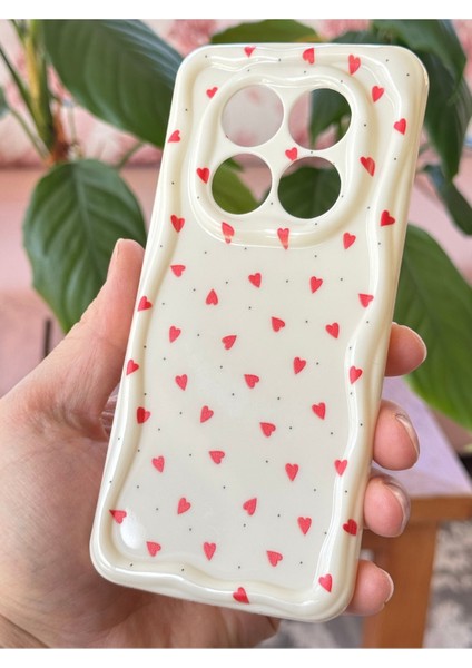 Xiaomi Redmi Note 14 Pro Kılıf Kamera Korumalı Dalga Kenarlı Kırmızı Kalp Desenli Silikon Kapak fırsatları