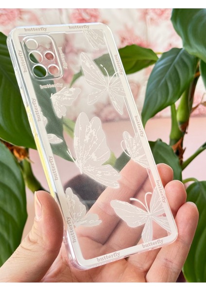 Samsung Galaxy A51 Uyumlu Kılıf Tasarımlı Desenli Kamera Korumalı Şeffaf Kelebek Esnek Yumuşak Silikon Kapak
