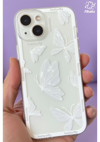 Apple iPhone 14 Plus Kılıf Şeffaf Kelebek Tasarımlı Desenli Kamera Korumalı Yumuşak Silikon Kapak