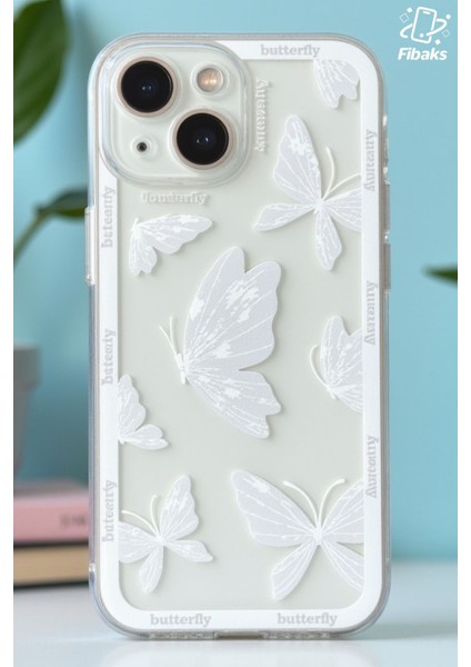 Apple iPhone 14 Plus Kılıf Şeffaf Kelebek Tasarımlı Desenli Kamera Korumalı Yumuşak Silikon Kapak