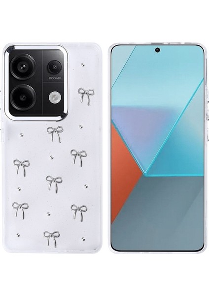 Xiaomi Redmi Note 13 Pro 4g Kılıf Fiyonk Desenli Şeffaf Simli Gümüş Kamera Çıkıntılı Parlak Kapak fiyatları