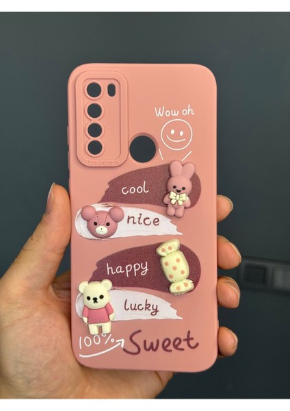Xiaomi Redmi Note 8 Uyumlu Kılıf Tasarımlı Desenli Kamera Korumalı Tavşan Pembe Yumuşak Silikon Kapak
