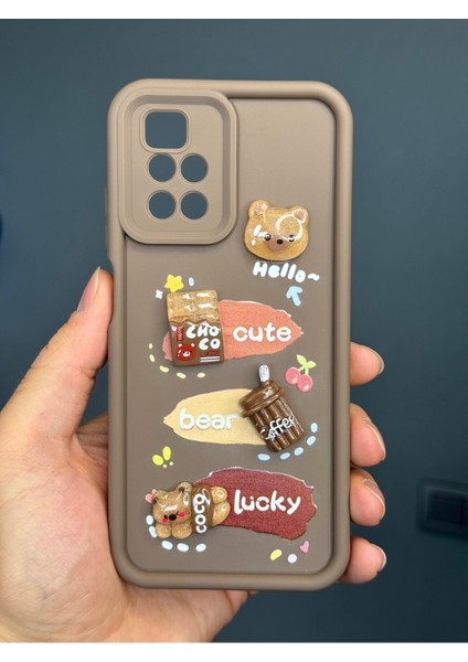 Xiaomi Redmi 10 2022 Kılıf Tasarımlı Desenli Kamera Korumalı Ayıcık Kahve Renkli Yumuşak Silikon Kapak fiyatları