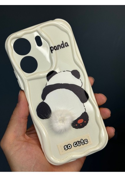 Poco C65 Uyumlu Kılıf Tasarımlı Desenli Kamera Korumalı Panda Beyaz Püsküllü Silikon Kapak fiyatları