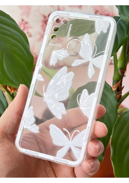 Samsung Galaxy M30S/M21 Kılıf Şeffaf Kelebek Tasarımlı Desenli Kamera Korumalı Yumuşak Silikon Kapak