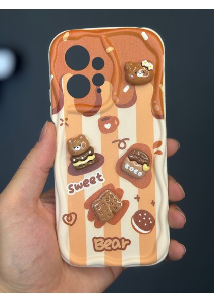 Xiaomi Redmi Note 12 4g Kılıf Tasarımlı Desenli Kamera Korumalı Ayıcık Bisküvi Renkli Cofffe Silikon Kapak modelleri