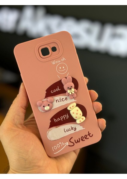 Samsung Galaxy J7 Prime Uyumlu Kılıf Tasarımlı Desenli Kamera Korumalı Tavşan Pembe Yumuşak Silikon Kapak fiyatları