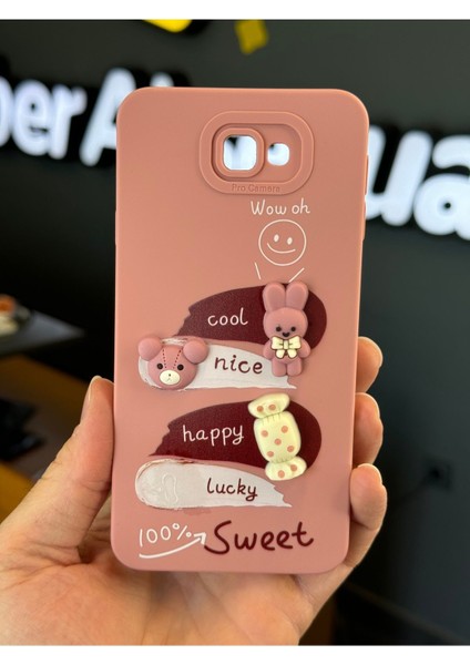 Samsung Galaxy J7 Prime Uyumlu Kılıf Tasarımlı Desenli Kamera Korumalı Tavşan Pembe Yumuşak Silikon Kapak fırsatları