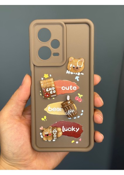 Xiaomi Redmi Note 12 Pro 5g Kılıf Tasarımlı Desenli Kamera Korumalı Ayıcık Kahve Renkli Yumuşak Silikon Kap fiyatları