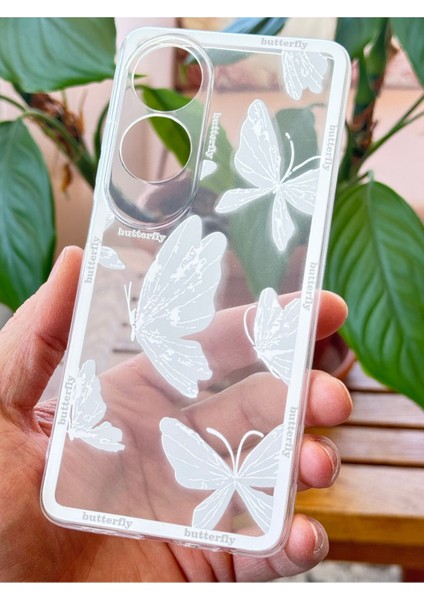 Oppo A60 Kılıf Tasarımlı Desenli Kamera Korumalı Şeffaf Kelebek Esnek Yumuşak Silikon Kapak