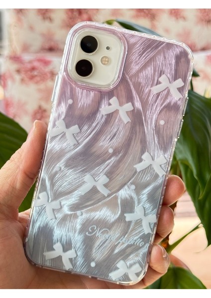 Apple iPhone 12 Kılıf Parlak Fiyonk Desenli Darbe Emici Kamera Çıkıntılı Renkli Silikon Kapak
