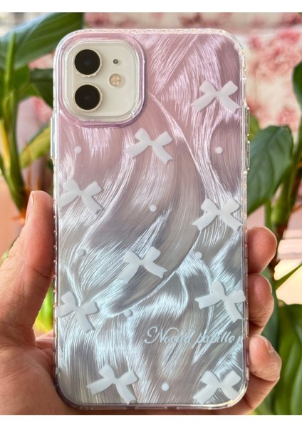 Apple iPhone 12 Kılıf Parlak Fiyonk Desenli Darbe Emici Kamera Çıkıntılı Renkli Silikon Kapak