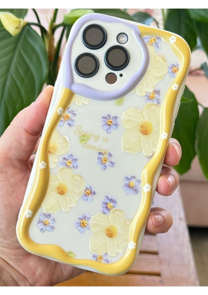 Apple iPhone 13 Pro Max Kılıf Tasarımlı Desenli Kamera Korumalı Papatya Çiçek Renkli Silikon Kapak