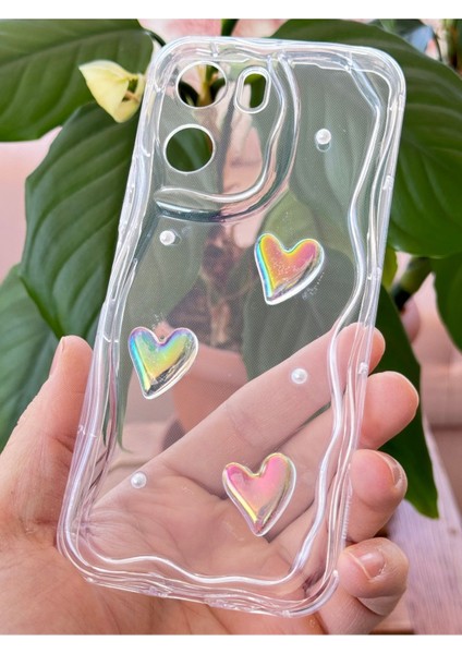 Oppo A60 Kılıf 3D Kalpli Inci Tasarımlı Desenli Kamera Korumalı Silikon Kapak