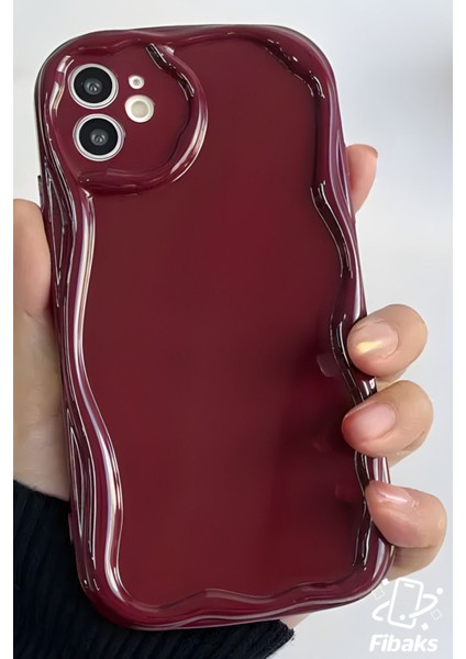Apple iPhone 11 Uyumlu Kılıf Kamera Korumalı Dalga Kenarlı Darbe Emici Bordo Silikon Kapak