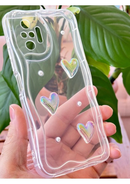 Xiaomi Redmi Note 10 Pro Kılıf 3D Kalpli Inci Tasarımlı Desenli Kamera Korumalı Şeffaf Silikon Kapak