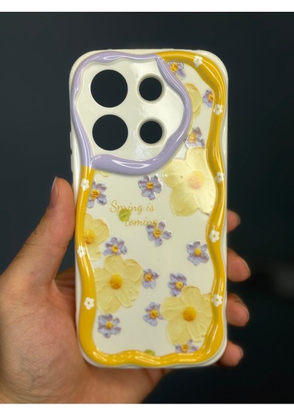 Xiaomi Redmi Note 13 4g Uyumlu Kılıf Tasarımlı Desenli Kamera Korumalı Papatya Çiçek Renkli Silikon Kapak