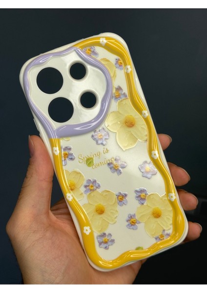 Xiaomi Redmi Note 13 4g Uyumlu Kılıf Tasarımlı Desenli Kamera Korumalı Papatya Çiçek Renkli Silikon Kapak