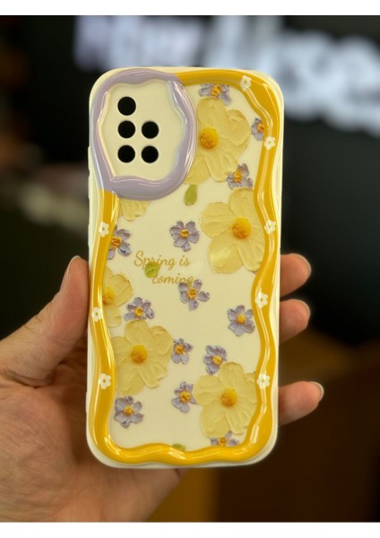 Samsung Galaxy A51 Uyumlu Kılıf Tasarımlı Desenli Kamera Korumalı Papatya Çiçek Renkli Silikon Kapak
