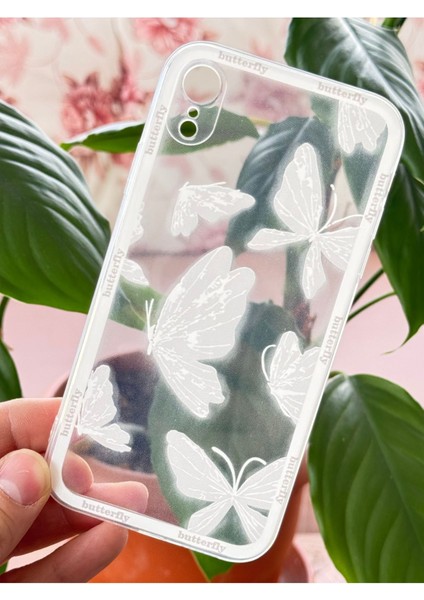 Apple iPhone Xr Kılıf Şeffaf Kelebek Tasarımlı Desenli Kamera Korumalı Yumuşak Silikon Kapak