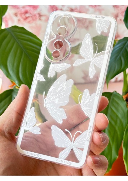 Honor 90 Uyumlu Kılıf Tasarımlı Desenli Kamera Korumalı Şeffaf Kelebek Esnek Yumuşak Silikon Kapak