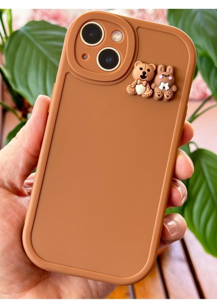 Apple iPhone 14/13 Uyumlu Kılıf Tasarımlı Desenli Kamera Korumalı Ayıcık ve Tavşan Yumuşak Silikon Kapak