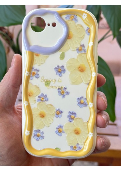 Apple iPhone 16E Kılıf Tasarımlı Desenli Kamera Korumalı Papatya Çiçek Renkli Silikon Kapak