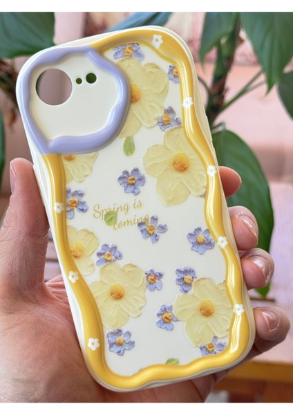 Apple iPhone 16E Kılıf Tasarımlı Desenli Kamera Korumalı Papatya Çiçek Renkli Silikon Kapak