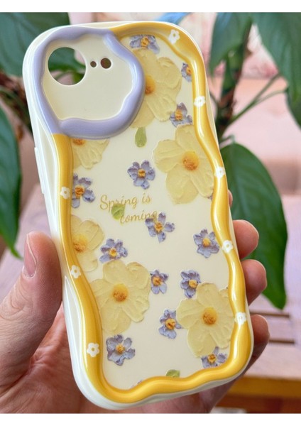 Apple iPhone 16E Kılıf Tasarımlı Desenli Kamera Korumalı Papatya Çiçek Renkli Silikon Kapak