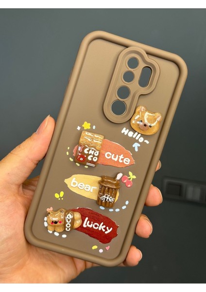 Oppo A5/a9 2020 Kılıf Tasarımlı Desenli Kamera Korumalı Ayıcık Kahve Renkli Yumuşak Silikon Kapak modelleri