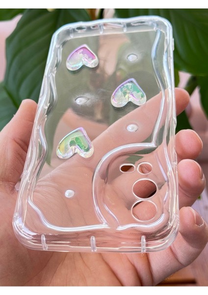 Oppo A55 4g Kılıf 3D Kalpli Inci Tasarımlı Desenli Kamera Korumalı Şeffaf Silikon Kapak modelleri