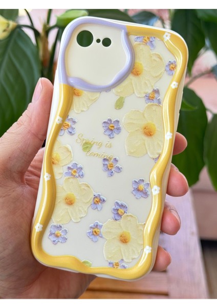 Apple iPhone 7/8/SE20/SE22 Kılıf Tasarımlı Desenli Kamera Korumalı Papatya Çiçek Renkli Silikon Kapak