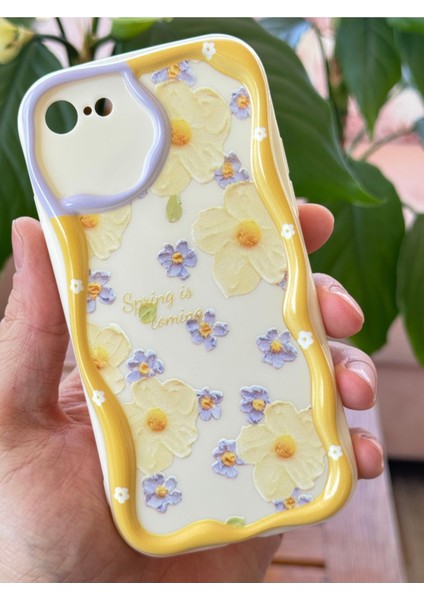 Apple iPhone 7/8/SE20/SE22 Kılıf Tasarımlı Desenli Kamera Korumalı Papatya Çiçek Renkli Silikon Kapak