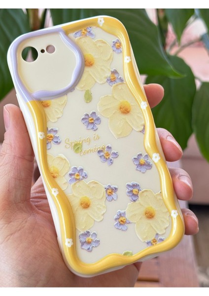 Apple iPhone 7/8/SE20/SE22 Kılıf Tasarımlı Desenli Kamera Korumalı Papatya Çiçek Renkli Silikon Kapak