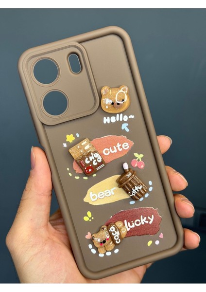 Vivo Y16 Kılıf Tasarımlı Desenli Kamera Korumalı Ayıcık Kahve Renkli Yumuşak Silikon Kapak fiyatları