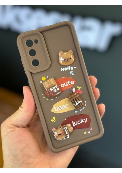 Samsung Galaxy S20 Fe Uyumlu Kılıf Tasarımlı Desenli Kamera Korumalı Ayıcık Kahve Renkli Yumuşak fiyatları