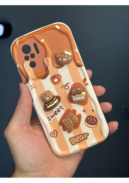 Xiaomi Redmi Note 10/10S Kılıf Tasarımlı Desenli Kamera Korumalı Ayıcık Bisküvi Renkli Cofffe Silikon Kapak fiyatları