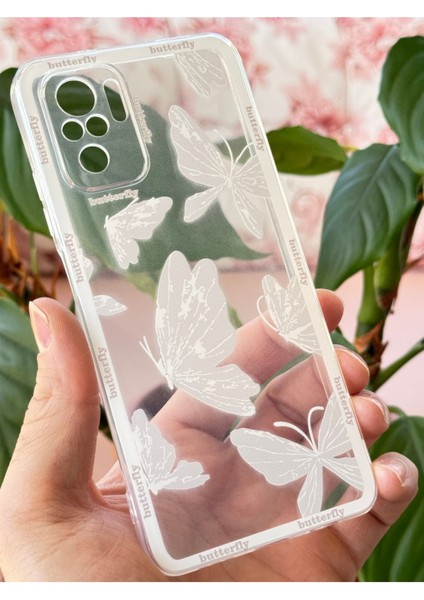 Xiaomi Redmi Note 10/10S Kılıf Tasarımlı Desenli Kamera Korumalı Şeffaf Kelebek Esnek Yumuşak Silikon Kapak