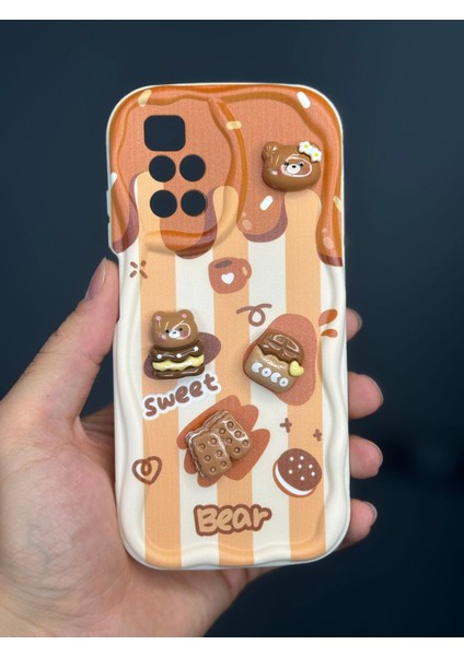 Xiaomi Redmi 10 2022 Kılıf Tasarımlı Desenli Kamera Korumalı Ayıcık Bisküvi Renkli Cofffe Silikon Kapak fiyatları