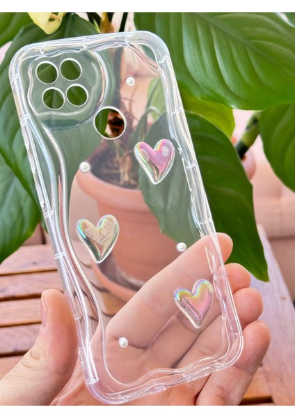 Oppo A15/A15S Kılıf 3D Kalpli Inci Tasarımlı Desenli Kamera Korumalı Şeffaf Silikon Kapak fiyatları
