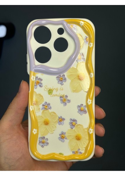 Tecno Spark 20 Pro Uyumlu Kılıf Tasarımlı Desenli Kamera Korumalı Papatya Çiçek Renkli Silikon Kapak