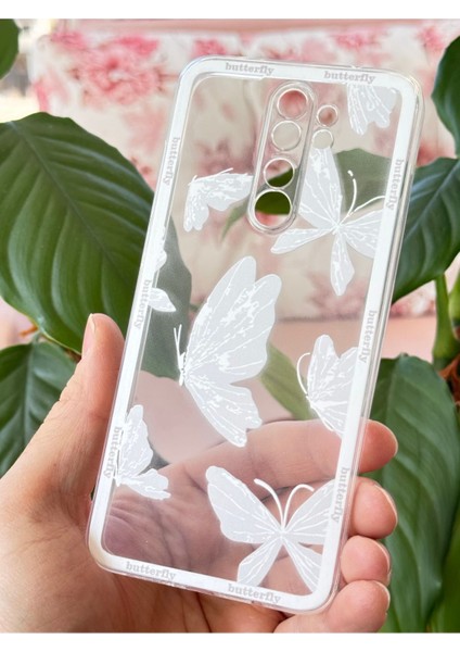 Xiaomi Redmi Note 8 Pro Uyumlu Kılıf Tasarımlı Desenli Kamera Korumalı Şeffaf Kelebek Esnek Yumuşak Kapak