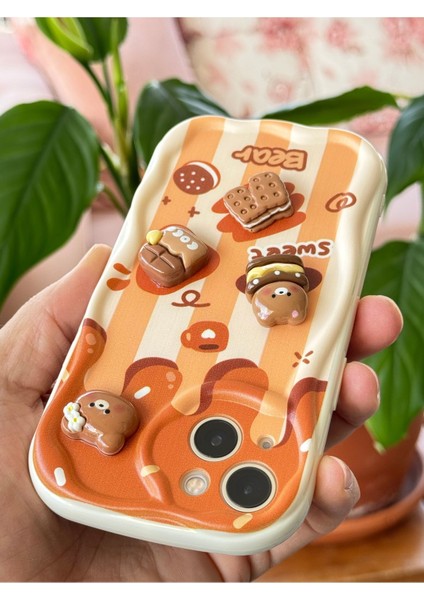 Apple iPhone 13 Kılıf Tasarımlı Desenli Kamera Korumalı Ayıcık Bisküvi Renkli Cofffe Silikon Kapak fırsatları