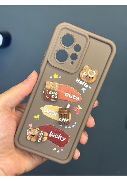 Xiaomi Redmi Note 12 4g Kılıf Tasarımlı Desenli Kamera Korumalı Ayıcık Kahve Renkli Yumuşak Silikon Kapak modelleri