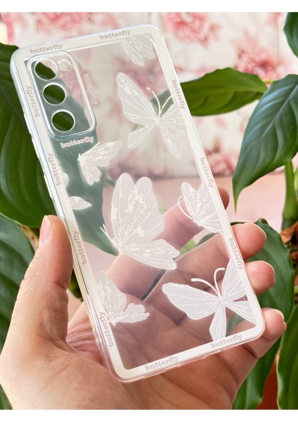 Samsung Galaxy S20 Fe Uyumlu Kılıf Tasarımlı Desenli Şeffaf Kelebek Esnek Yumuşak Silikon Kapak
