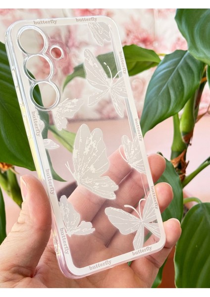 Samsung Galaxy A56 Kılıf Şeffaf Kelebek Tasarımlı Desenli Kamera Korumalı Yumuşak Silikon Kapak