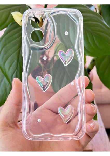 Oppo A38 Kılıf 3D Kalpli Inci Tasarımlı Desenli Kamera Korumalı Şeffaf Silikon Kapak modelleri