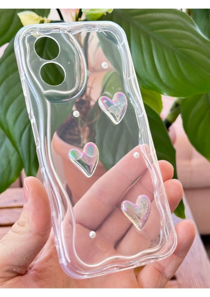 Oppo A38 Kılıf 3D Kalpli Inci Tasarımlı Desenli Kamera Korumalı Şeffaf Silikon Kapak fırsatları