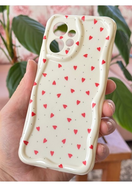 Xiaomi Redmi Note 12 4g Kılıf Kamera Korumalı Dalga Kenarlı Kırmızı Kalp Desenli Silikon Kapak fırsatları